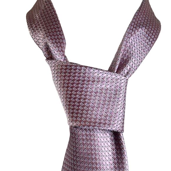 Kenneth Roberts Platinum Silk Necktie Pink Geometric Shimmer Modern Office Tie - Picture 2 of 9